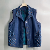 中老年人牛仔马甲女新款 春秋外穿背心 妈妈马夹坎肩老人老太太女款