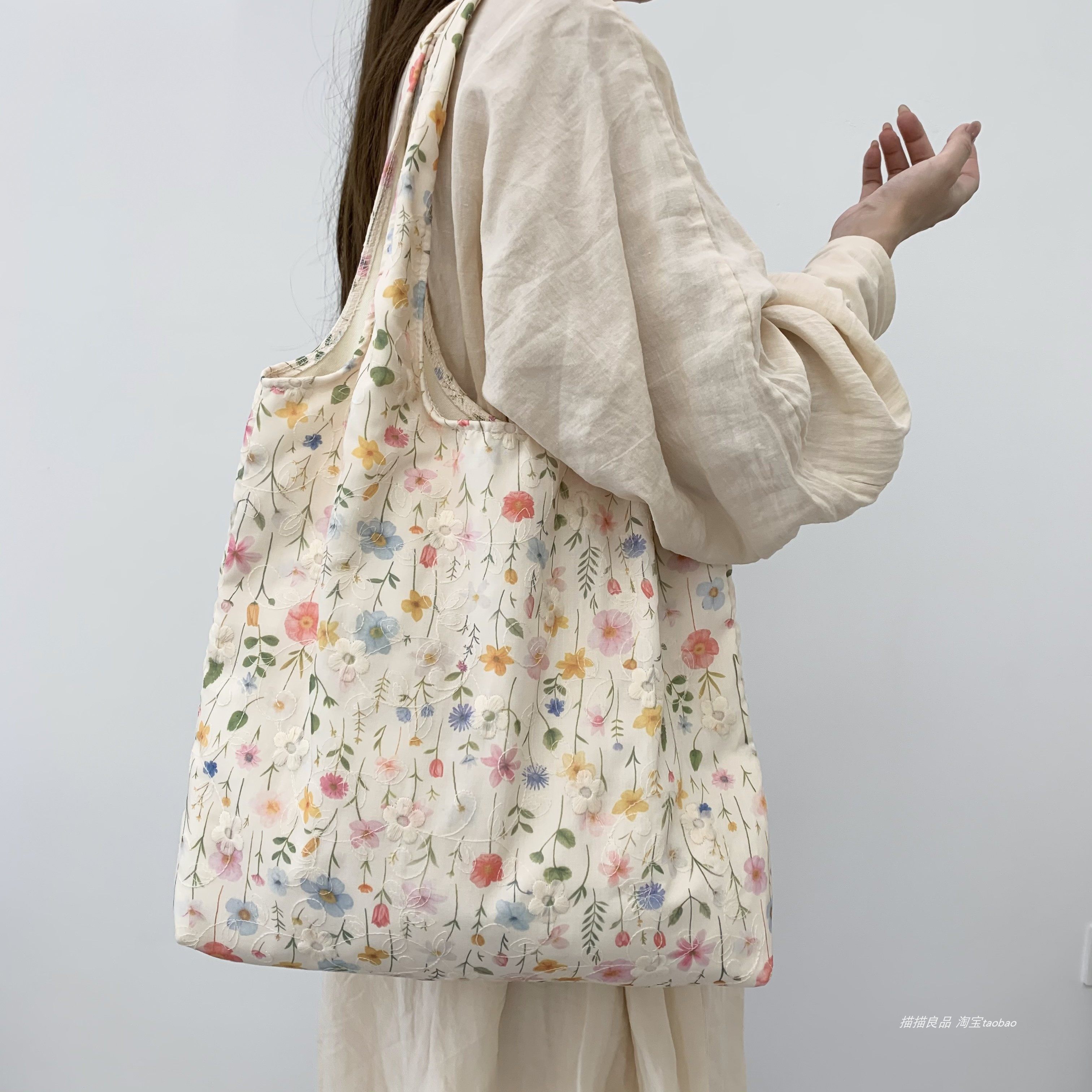 2026新款韩系百搭ins田园风文艺简约大容量少女通勤单肩手提帆布