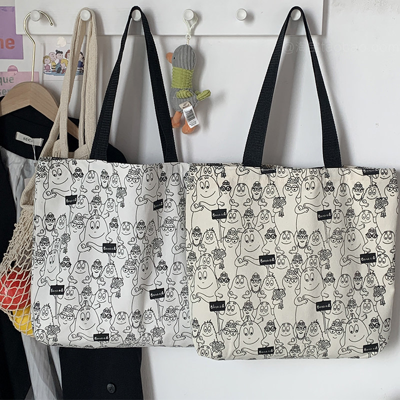 帆布包女学生上课小众设计通勤大容量单肩布袋包文艺百搭手提袋