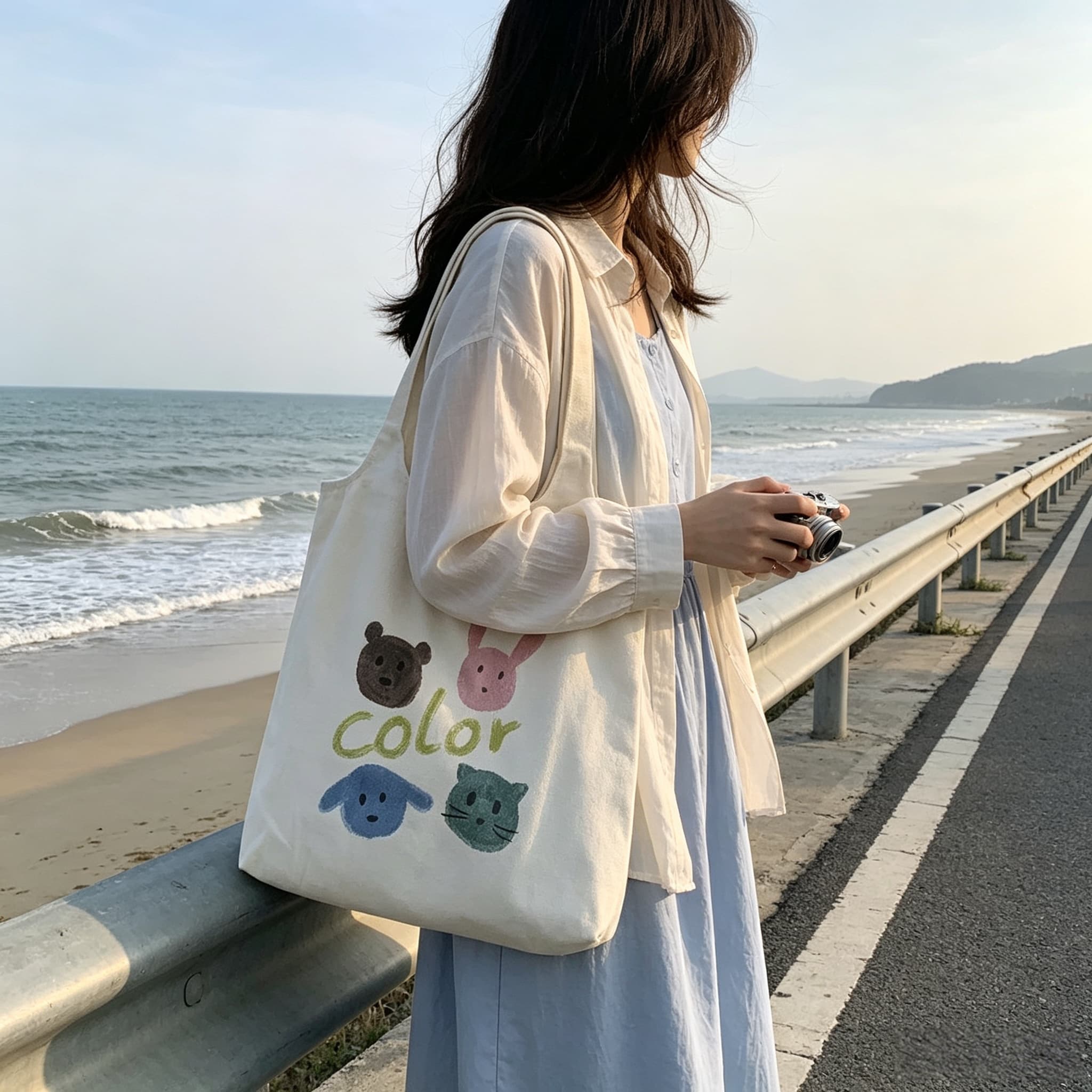 秋冬ins风卡通动物帆布托特包