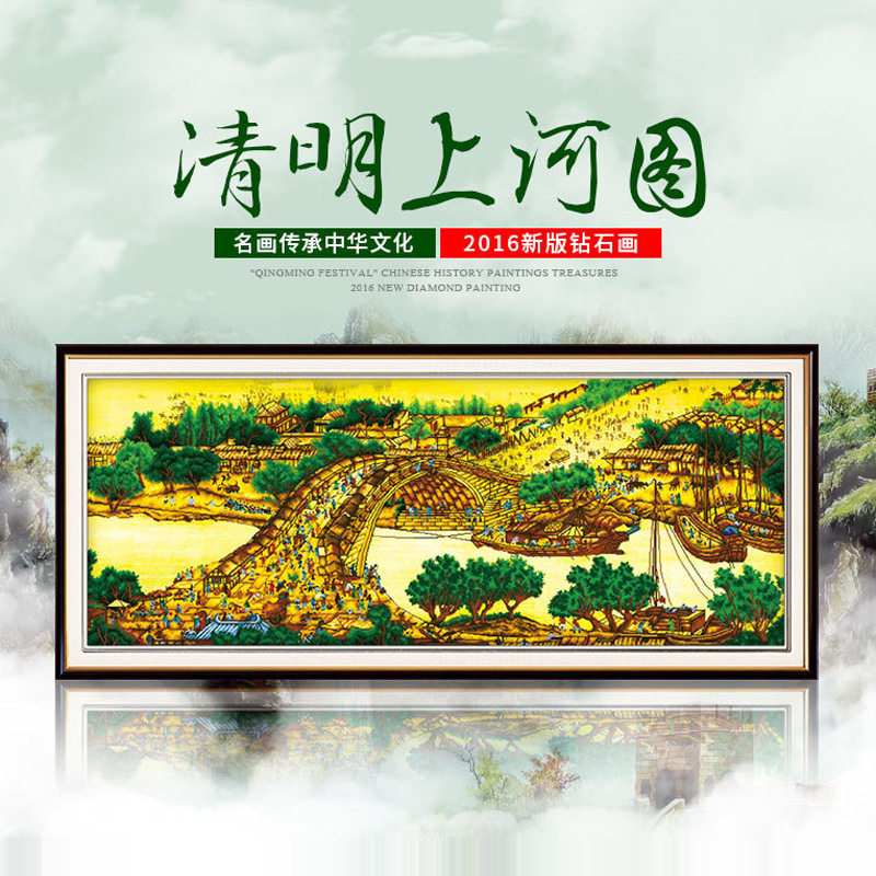 钻石绣2024年新款满钻5D清明上河图十字绣客厅送礼砖石画钻石画
