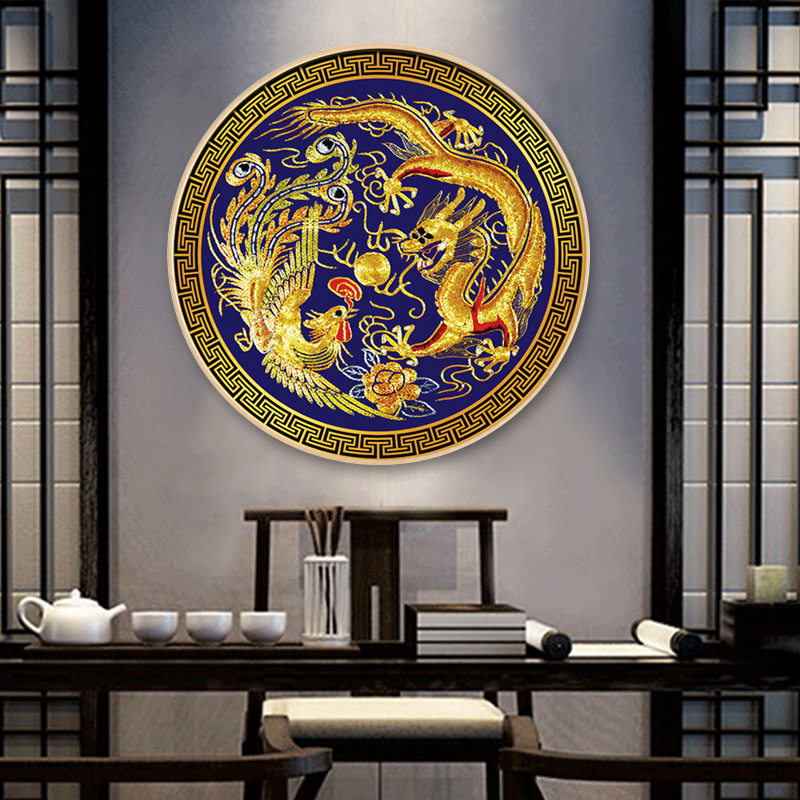 钻石绣2024年新款满钻龙凤现代中式客厅圆形简单点钻十字绣AL1271,居家布艺,钻石绣,淘宝优惠券,粉丝福利购,淘宝优惠卷