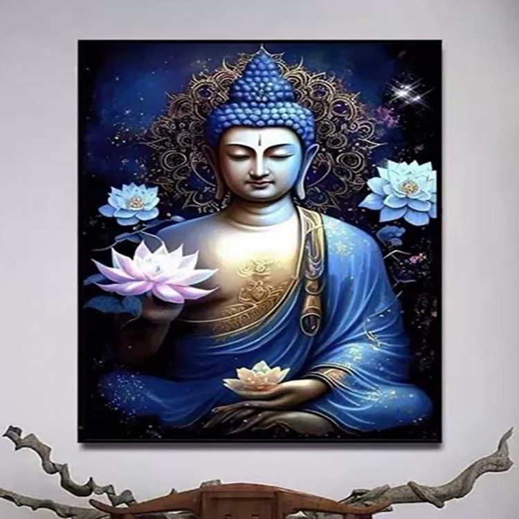 钻石绣2024年新款满钻莲花佛像钻石画点钻十字绣,居家布艺,钻石绣,淘宝优惠券,粉丝福利购,淘宝优惠卷