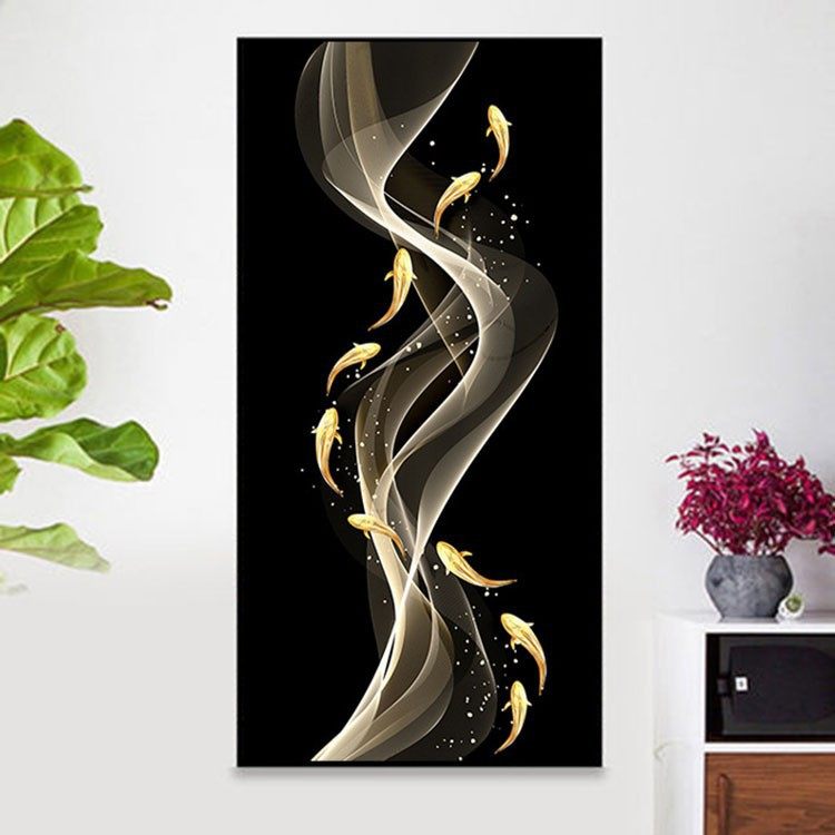 钻石绣2024年新款满钻客厅玄关竖版点钻十字绣中式九鱼图全贴,居家布艺,钻石绣,淘宝优惠券,粉丝福利购,淘宝优惠卷