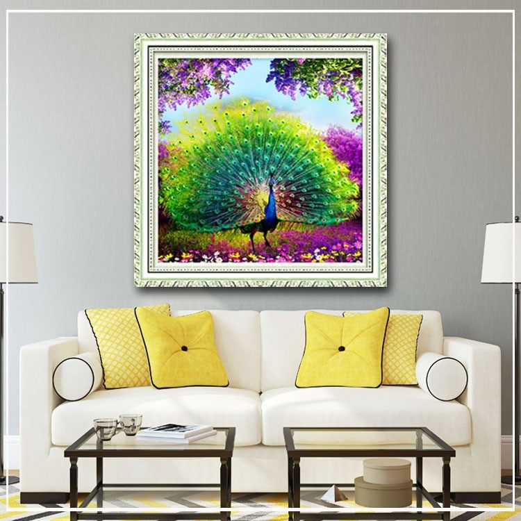 钻石绣2024年新款满钻DIY5D十字绣客厅孔雀开屏钻石画,居家布艺,钻石绣,淘宝优惠券,粉丝福利购,淘宝优惠卷