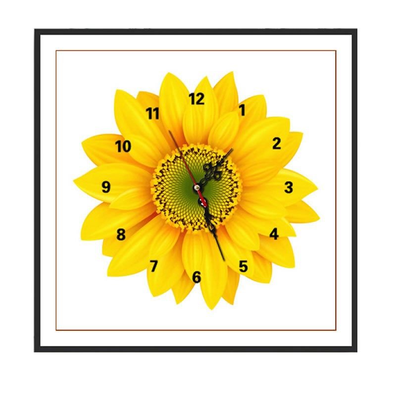 钻石绣2024年新款满钻卧室客厅玄关花卉十字绣向日葵钟表画,居家布艺,钻石绣,淘宝优惠券,粉丝福利购,淘宝优惠卷