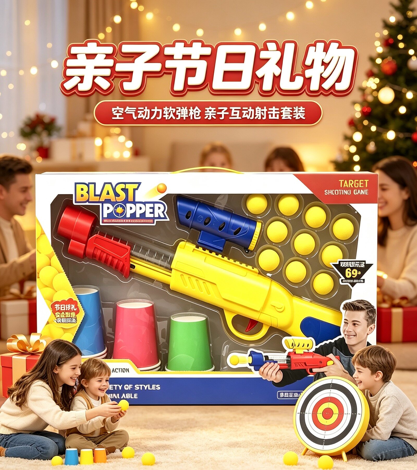 Blast Popper空气动力枪户外室内打靶玩具亲子互动射击游戏礼盒