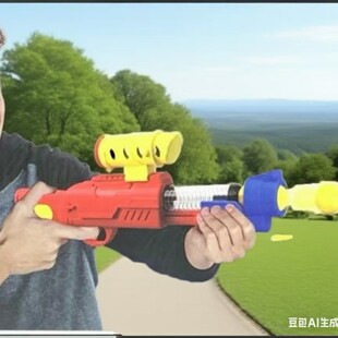 酷炫爆款儿童玩具卡通软弹Eva球手动空气动力连发上档射击礼物