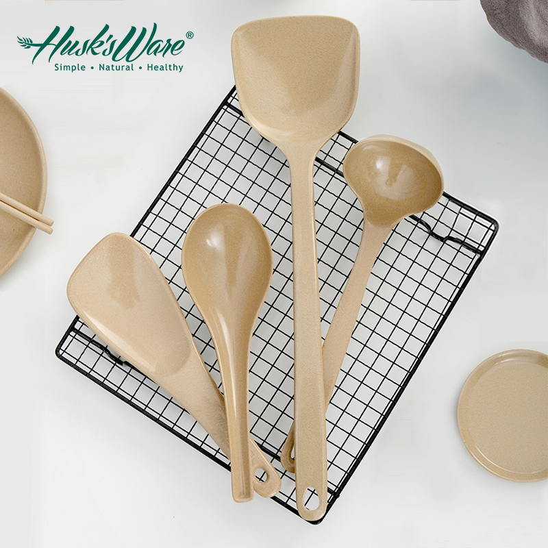 壳氏唯稻谷壳饭勺大汤勺长柄汤勺锅铲不粘饭勺送礼厨具套装四件套