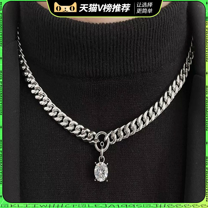 高级欧美冷淡风钻石吊坠项链
