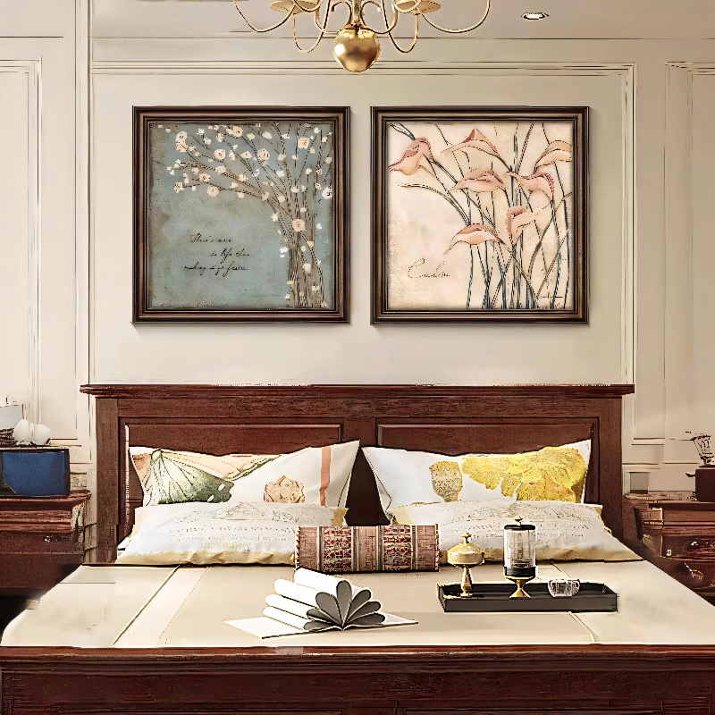 美式卧室床头装饰画大芬村油画客厅挂画轻奢高级感餐厅壁画复古