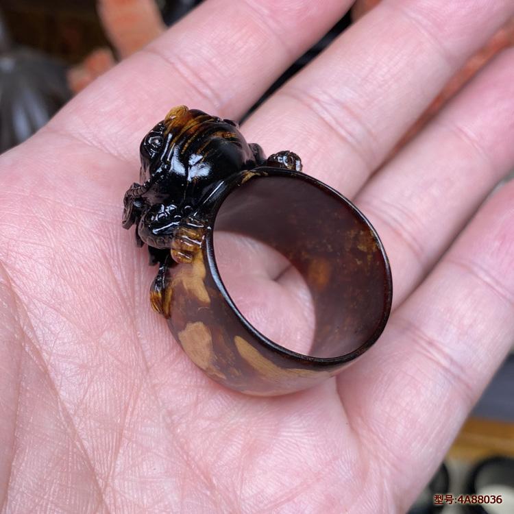 金蟾神木阁保真天然海柳活柳戒指