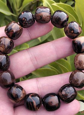 天然血柳海柳手串男女情侣款佛珠念珠14X14mm血泊纹鼓珠桶珠包邮