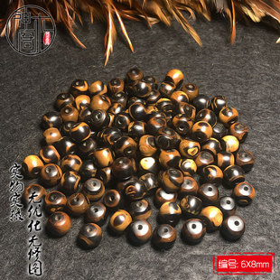 黑珊瑚血柳海柳手串手提文玩念珠佛珠多宝DIY手工饰品6X8mm配珠