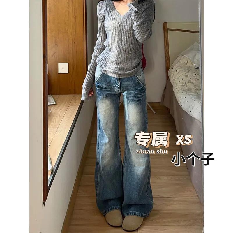 适中2024年秋冬牛仔布微喇裤长裤