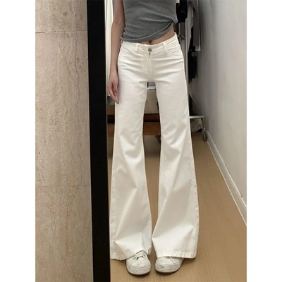 白色微喇牛仔裤女150xs码小个子