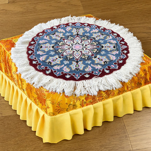 伊朗圆形 手工打结羊毛波斯进口坐垫 拜垫 沙发 椅垫流苏打坐地毯