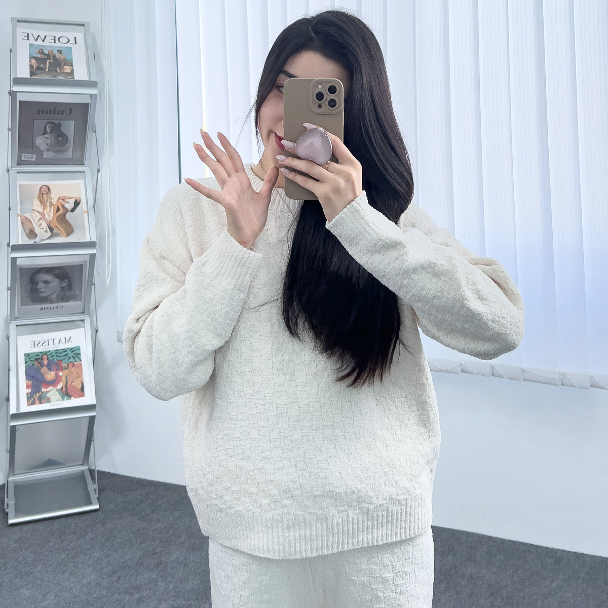简约休闲套头格子珊瑚绒可外穿家居服2026秋冬软绵绵睡衣女