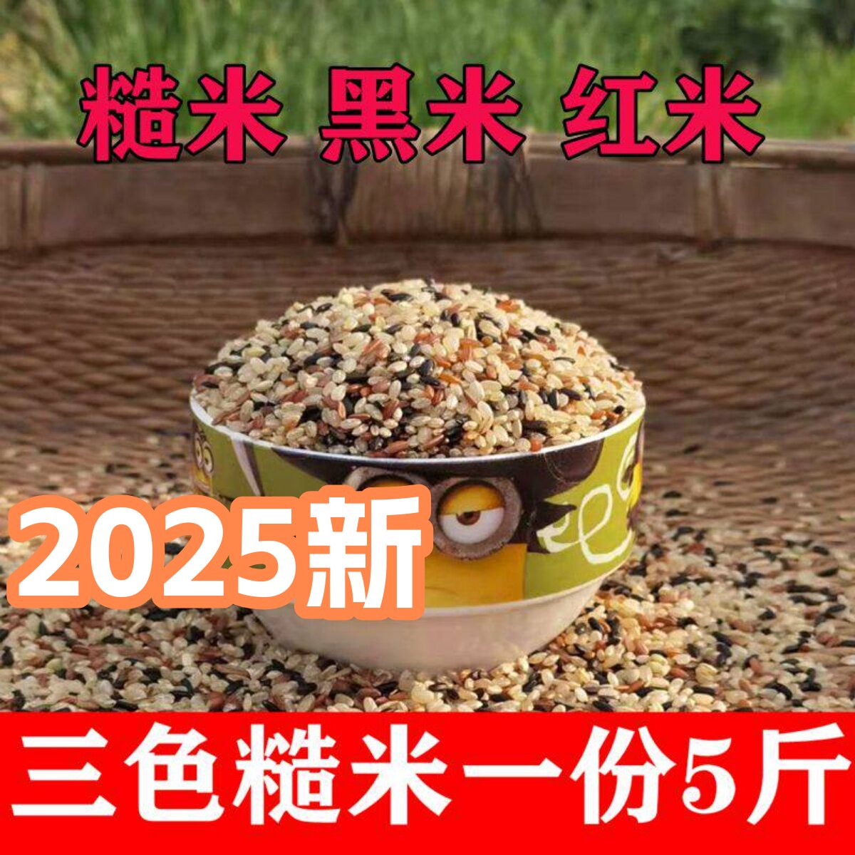 三色糙米新米5斤健身低脂粗粮主食糙米饭五谷杂粮黑米红米胚芽米 - 实物图