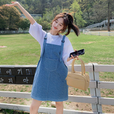 酷盐系背带裙夏季女2023设计感小个子连衣裙短牛仔裙p105k158，女装连衣裙，铱本正襟