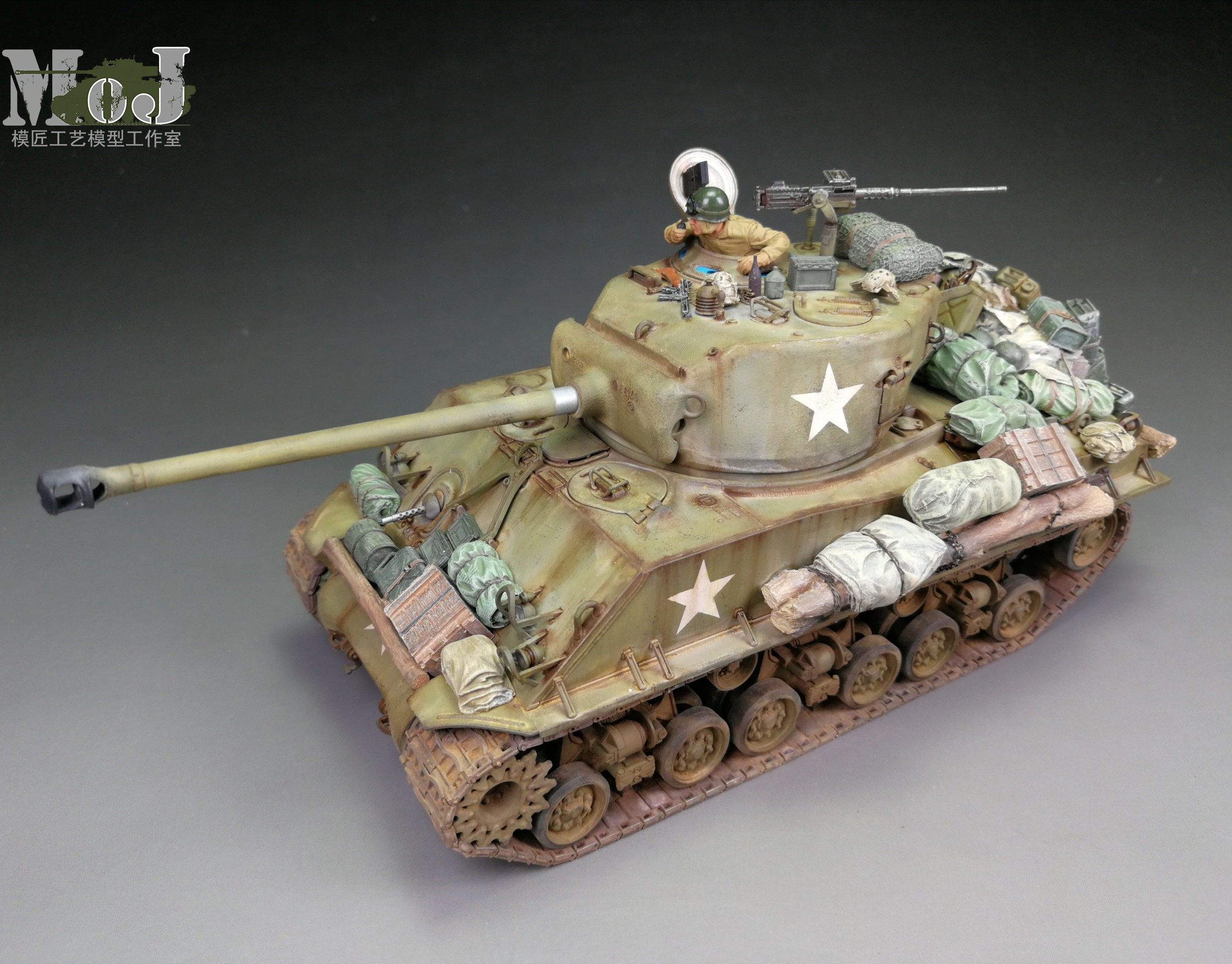 【模匠】田宫1/35美国谢尔曼M4A3E8坦克终极版狂怒35346 成品代工