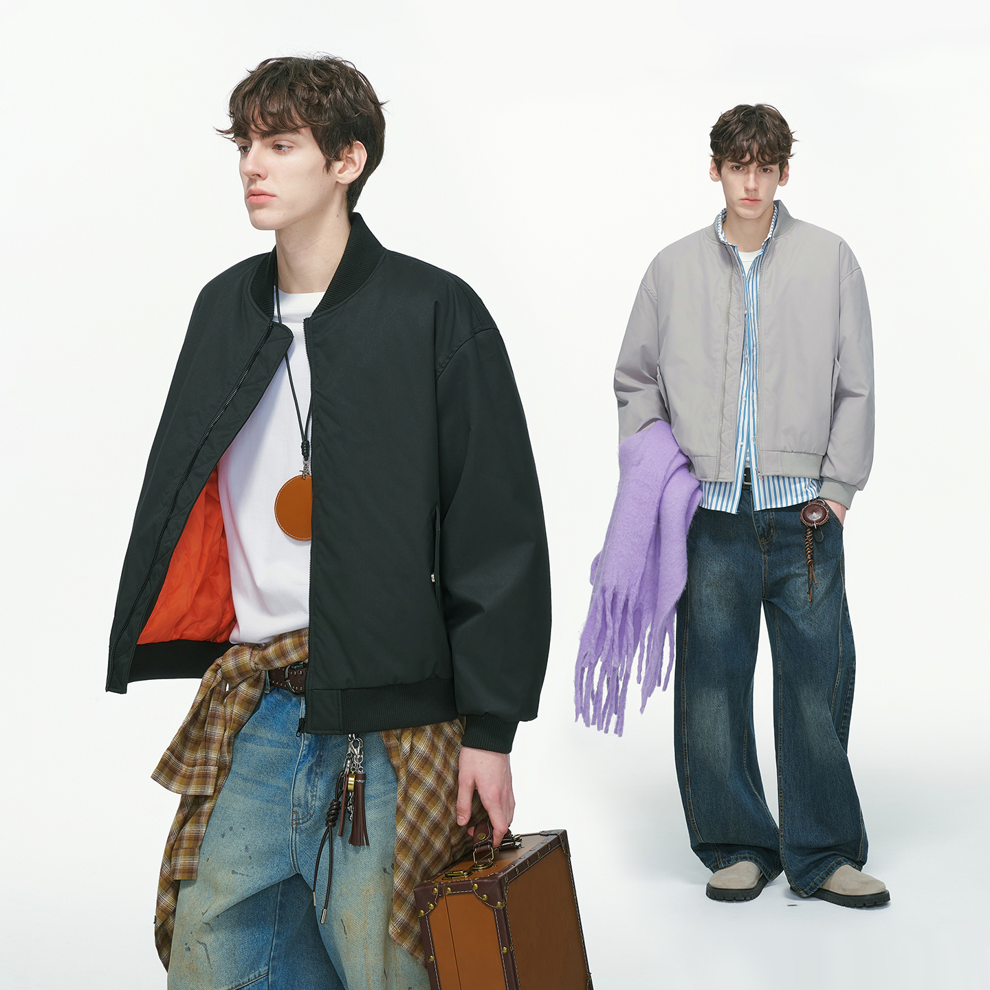 Dream made 美式撞色bomber飞行棒球服棉衣男款冬季加厚男生棉服