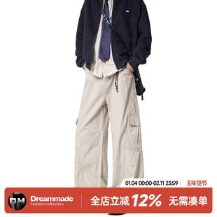 Dream made 美式复古大口袋工装裤男秋季直筒宽松阔腿裤休闲裤子