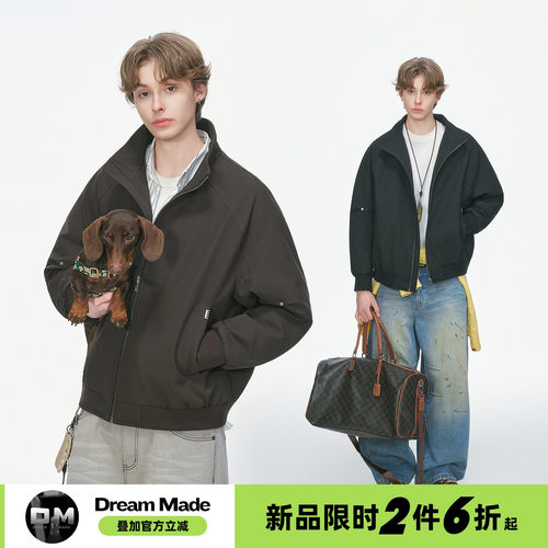 Dream made美式哈灵顿教练工装羽绒服男冬季立领正肩保暖防风外套
