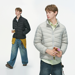 轻薄情侣保暖防寒外套 90白鸭绒立领排骨羽绒服男冬季 Dream made