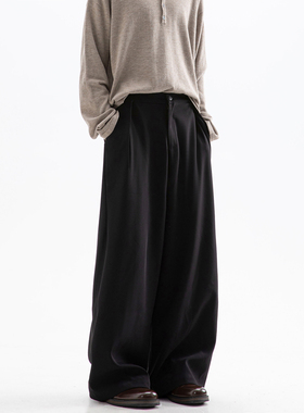 Dream made 美式垂坠感黑色西裤男春秋季松弛感直筒宽松休闲裤子