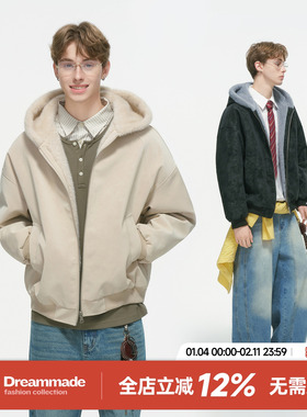 Dream made 冬装仿兔毛座山雕外套美式皮棉衣男冬季加绒加厚棉服