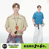made 五分袖 美式 T恤男款 Dream 2026新款 水洗字母短袖 夏季 男生上衣