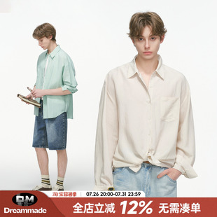 Dreammade 莱赛尔亚麻长袖衬衫男款春秋季老钱风极简休闲衬衣外套