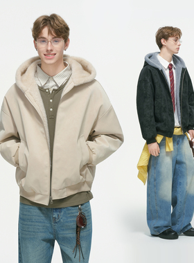 Dream made 冬装仿兔毛座山雕外套美式皮棉衣男冬季加绒加厚棉服