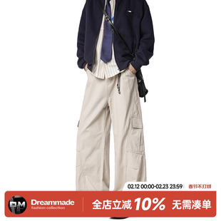 Dream made 美式复古工装裤男款春季直筒宽松阔腿裤男生休闲裤子