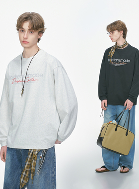 Dreammade美式重磅印花长袖t恤男款春秋季休闲打底衫潮牌男生上衣