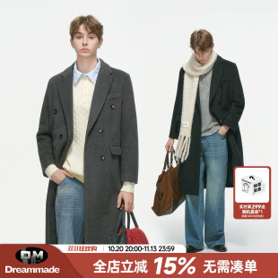 Dream made 韩系过膝毛呢大衣男款秋冬季加厚中长款风衣呢子外套