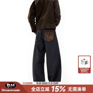 Dream made 仿马毛13盎司丹宁原牛A字牛仔裤男款秋季直筒重磅裤子