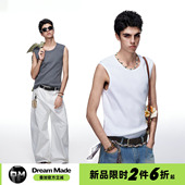 夏季 Dream 背心男款 坑条螺纹白色无袖 运动透气内搭打底上衣 made