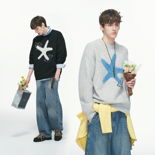 made 针织衫 设计感海星刺绣毛衣男款 加厚内搭情侣冬装 冬季 Dream