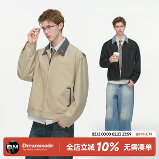 Dream made 美式拼接巴恩风短款工装夹克男款春秋季cleanfit外套