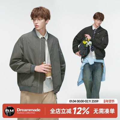Dream made 美式cleanfit铆钉飞行员棒球服外套男春秋季潮牌夹克