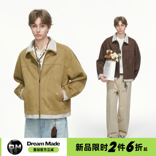 短款 cleanfit假两件条纹麂皮绒外套男秋季 男生夹克 made美式 Dream
