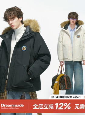 Dream made美式毛领派克服男款冬季加厚棉衣防风保暖棉服冬装外套