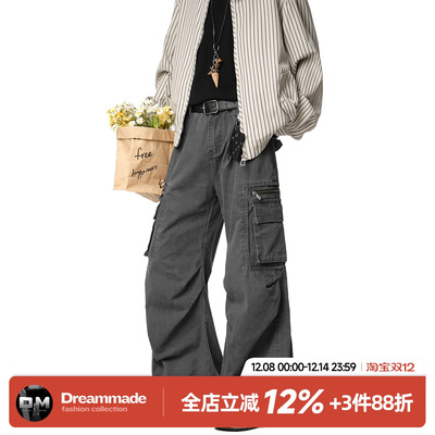 Dream made美式高街工装裤男款秋冬季直筒宽松休闲裤男生阔腿裤子