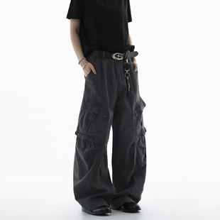 多口袋解构褶皱弯刀工装 美式 休闲裤 男秋季 子 Dream 直筒长裤 made