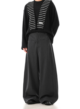 Dream made 老钱风黑色西裤男秋冬季宽松直筒阔腿休闲裤男生裤子