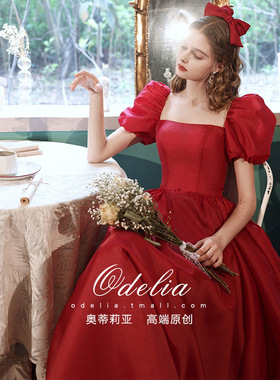 odelia2022新款礼服新娘结婚敬酒服订婚成人礼表演小个子显瘦礼服