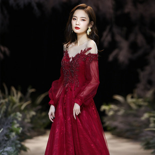 敬酒服新娘2023春季新款红色结婚孕妇大码宴会气质长款回门礼服裙