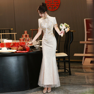 香槟色旗袍晚礼服女2025新款 高级感主持人宴会毕业艺考敬酒服